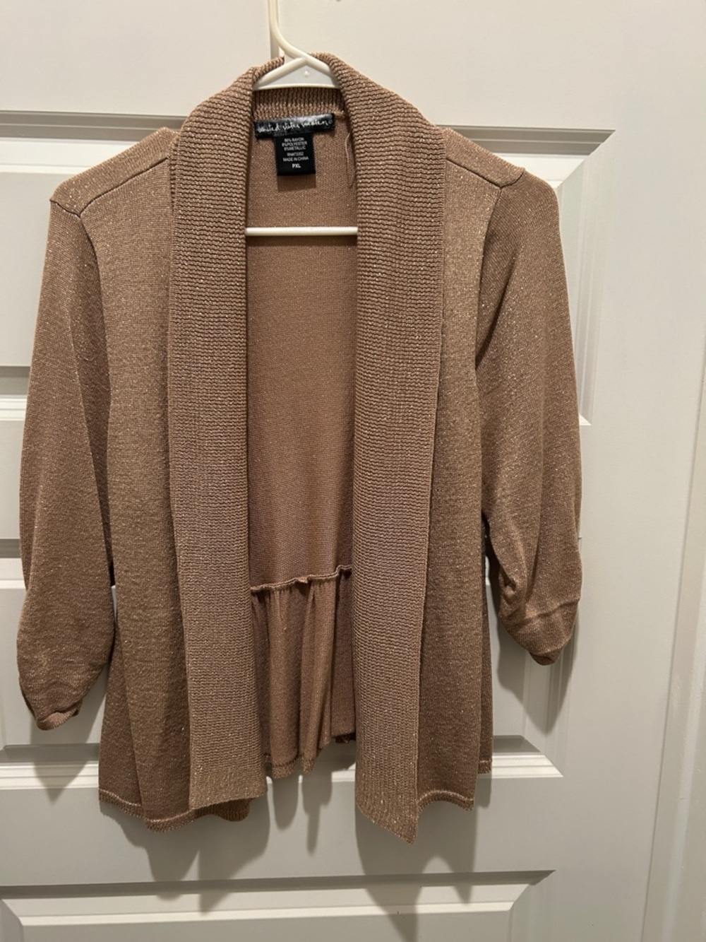 united states sweaters Metallic Taupe Open-Front Cardigan